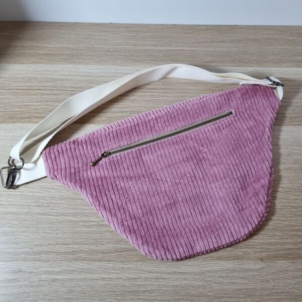Sac banane velours rose – Image 3