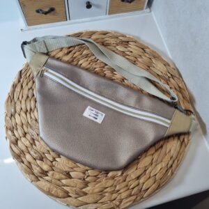Sac banane XS brillante taupe et or