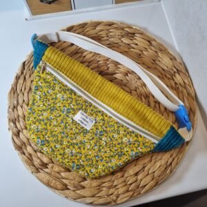 Sac banane XS Fleurs jaunes et bleues