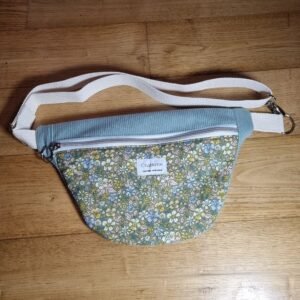 sac banane Fleurs vert d'eau