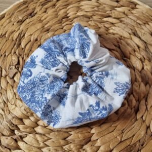chouchou coton Jouy bleu