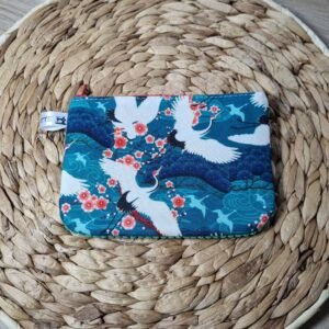 Pochette papier Grues (zip rouge)