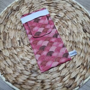 Pochette brosse à dents éventails rouges dorés