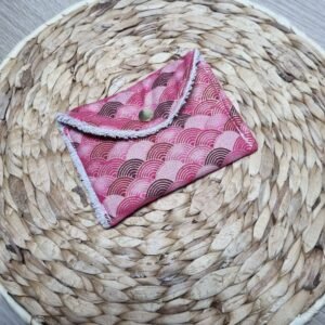 Pochette à savon éventail rouge doré