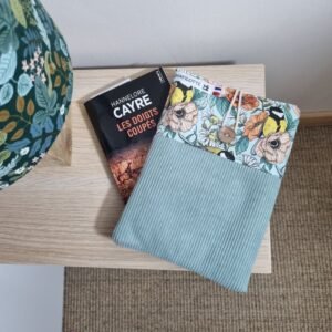 Pochette liseuse Mésanges vert d'eau