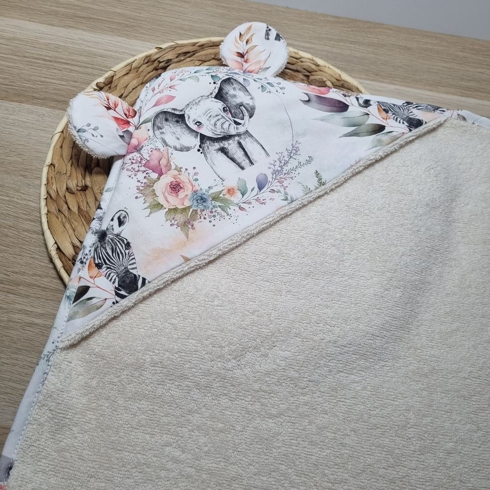 Sortie de bain Eléphant fleurs