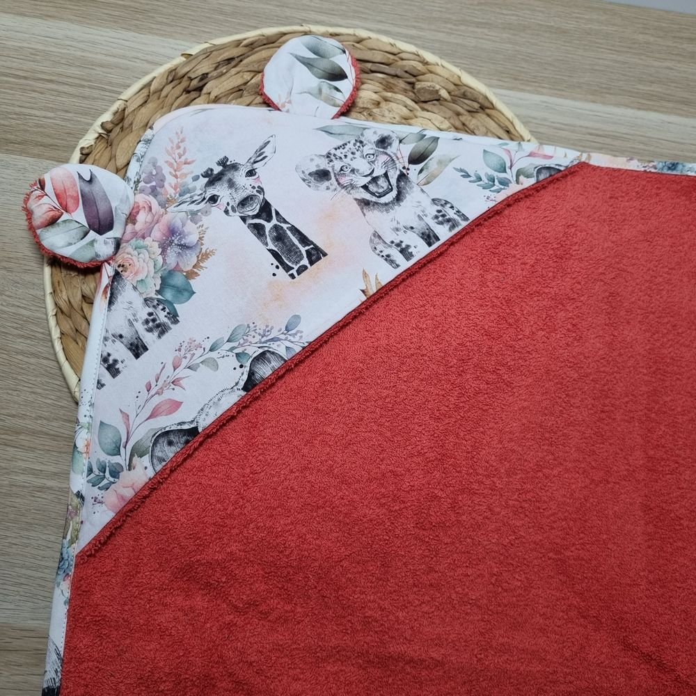 Sortie de bain Girafe corail