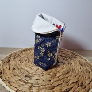 Trousse pot à crayons fleurs brillantes