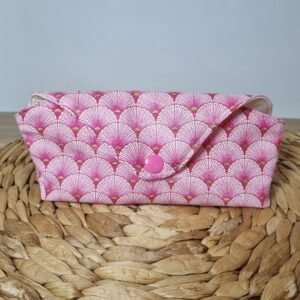 Etui à lunettes éventails roses