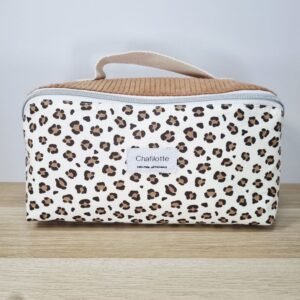 Trousse grande ouverture Léopard camel
