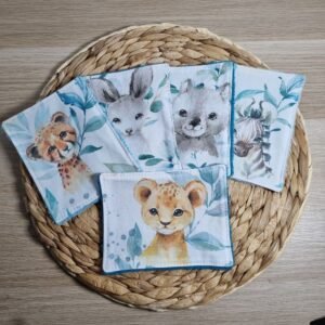 Lot de 5 Débarbouillettes animaux