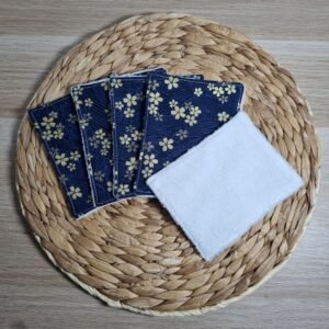 5 lingettes lavables fleurs brillantes