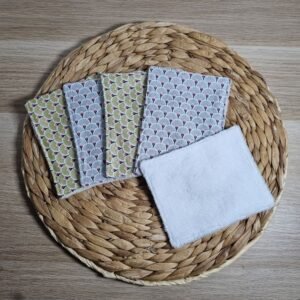 5 lingettes lavables éventails dorés