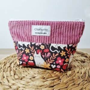 Pochette bicolore Chats blancs