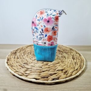 Trousse pot à crayons Fleurs bleues