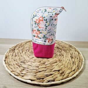 Trousse pot à crayons Fleurs roses