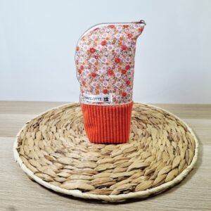 Trousse pot à crayons Fleurs corail