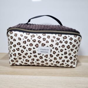 Trousse grande ouverture Léopard marron